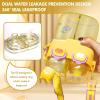 imageHiGropcore Kawaii Water Bottle Cute Water Bottles with Straw Double Chamber Water Bottle with Adjustable Strap and Kawaii 3D Stickers Portable Leakproof Water Jug 26ozYellow