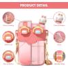 imageHiGropcore Kawaii Water Bottle Cute Water Bottles with Straw Double Chamber Water Bottle with Adjustable Strap and Kawaii 3D Stickers Portable Leakproof Water Jug 26ozPink