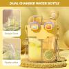 imageHiGropcore Kawaii Water Bottle Cute Water Bottles with Straw Double Chamber Water Bottle with Adjustable Strap and Kawaii 3D Stickers Portable Leakproof Water Jug 26ozYellow
