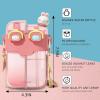 imageHiGropcore Kawaii Water Bottle Cute Water Bottles with Straw Double Chamber Water Bottle with Adjustable Strap and Kawaii 3D Stickers Portable Leakproof Water Jug 26ozPink