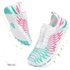 imageHike Barefoot Shoes for Women Men NonSlip Breathable Walking Shoes Wide Toe Box Comfortable Athletic FootwearA10  WhiteCyanPink