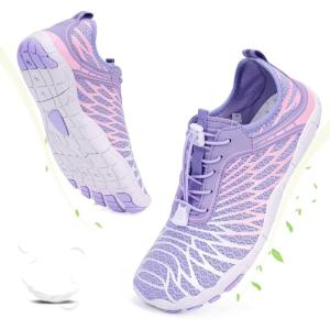 imageHike Barefoot Shoes for Women Men NonSlip Breathable Walking Shoes Wide Toe Box Comfortable Athletic FootwearA11  PurplePink