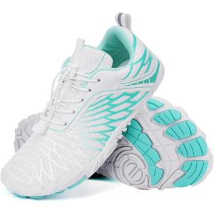 imageHike Barefoot Shoes for Women Men NonSlip Breathable Walking Shoes Wide Toe Box Comfortable Athletic FootwearA13s  Enhanced WhiteCyan
