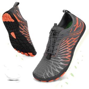imageHike Barefoot Shoes for Women Men NonSlip Breathable Walking Shoes Wide Toe Box Comfortable Athletic FootwearA4  Orange Gray