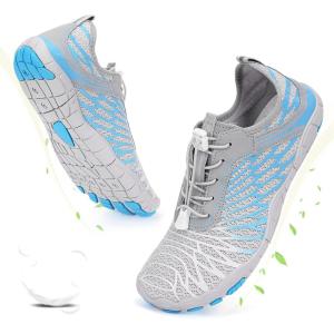 imageHike Barefoot Shoes for Women Men NonSlip Breathable Walking Shoes Wide Toe Box Comfortable Athletic FootwearA6  GreyBlue