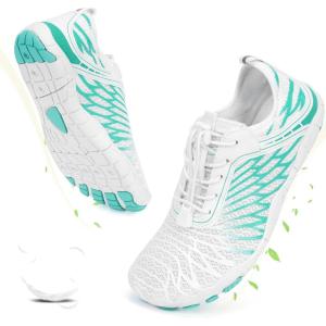 imageHike Barefoot Shoes for Women Men NonSlip Breathable Walking Shoes Wide Toe Box Comfortable Athletic FootwearA8  WhiteCyan Blue