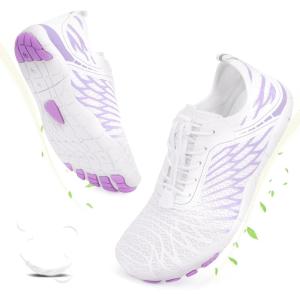 imageHike Barefoot Shoes for Women Men NonSlip Breathable Walking Shoes Wide Toe Box Comfortable Athletic FootwearA9  WhitePurple