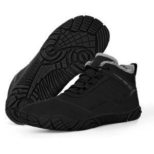imageHike Barefoot Boots Womens Mens Waterproof Fur Lined Winter Barefoot Shoes Minimalist Snow Boots Wide Toe Box Ankle BootiesSa01  Black