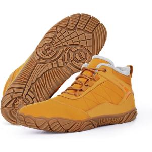 imageHike Barefoot Boots Womens Mens Waterproof Fur Lined Winter Barefoot Shoes Minimalist Snow Boots Wide Toe Box Ankle BootiesSa03  Yellow