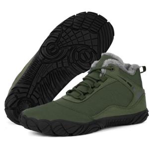 imageHike Barefoot Boots Womens Mens Waterproof Fur Lined Winter Barefoot Shoes Minimalist Snow Boots Wide Toe Box Ankle BootiesSa04  Green