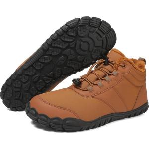 imageHike Barefoot Boots Womens Mens Waterproof Fur Lined Winter Barefoot Shoes Minimalist Snow Boots Wide Toe Box Ankle BootiesSc03  Brown
