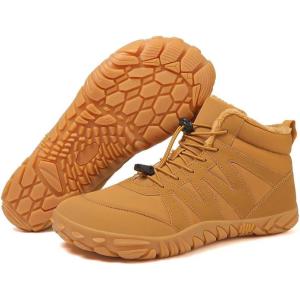 imageHike Barefoot Boots Womens Mens Waterproof Fur Lined Winter Barefoot Shoes Minimalist Snow Boots Wide Toe Box Ankle BootiesSd03  Khaki