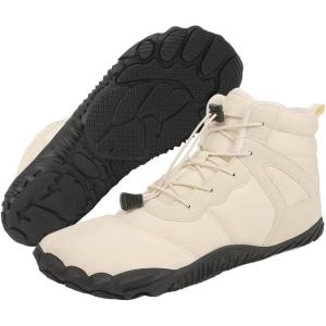 imageHike Barefoot Boots Womens Mens Waterproof Fur Lined Winter Barefoot Shoes Minimalist Snow Boots Wide Toe Box Ankle BootiesSe03  Beige