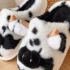 imageHiGropcore Cute Animal Fuzzy Slippers for Women Men Cartoon Indoor Comfortable Warm Furry House SlippersA1  Cow Black