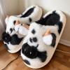 imageHiGropcore Cute Animal Fuzzy Slippers for Women Men Cartoon Indoor Comfortable Warm Furry House SlippersA1  Cow Black