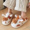 imageHiGropcore Cute Animal Fuzzy Slippers for Women Men Cartoon Indoor Comfortable Warm Furry House SlippersA2  Cow Brown