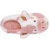 imageHiGropcore Cute Animal Fuzzy Slippers for Women Men Cartoon Indoor Comfortable Warm Furry House SlippersA3  Cow Pink