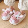imageHiGropcore Cute Animal Fuzzy Slippers for Women Men Cartoon Indoor Comfortable Warm Furry House SlippersA3  Cow Pink