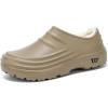 imageHiGropcore Fur Lined Platform Clogs Waterproof Winter Clog Slippers for Women Men SlipResistant Easy Clean Kitchen ShoesA2  Khaki Fur Lined