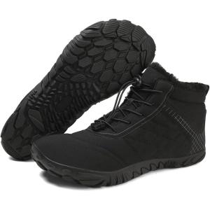 imageHiGropcore Barefoot Snow Boots for Women Men Warm Fur Lined Water Repellent Winter Barefoot Shoes Wide Toe Box Lightweight Outdoor Ankle BootsC1  Black