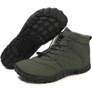 imageHiGropcore Barefoot Snow Boots for Women Men Warm Fur Lined Water Repellent Winter Barefoot Shoes Wide Toe Box Lightweight Outdoor Ankle BootsC3  Green
