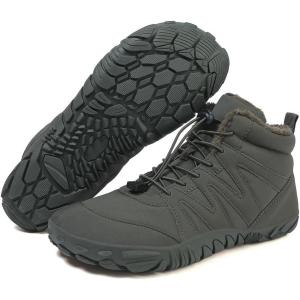 imageHiGropcore Barefoot Snow Boots for Women Men Warm Fur Lined Water Repellent Winter Barefoot Shoes Wide Toe Box Lightweight Outdoor Ankle BootsD2  Army Green