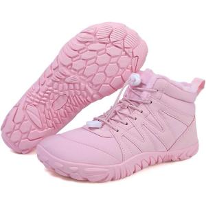 imageHiGropcore Barefoot Snow Boots for Women Men Warm Fur Lined Water Repellent Winter Barefoot Shoes Wide Toe Box Lightweight Outdoor Ankle BootsD4  Pink