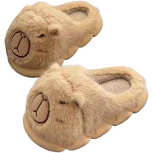 imageHiGropcore Cute Animal Fuzzy Slippers for Women Men Cartoon Indoor Comfortable Warm Furry House SlippersD  Angry Capybara