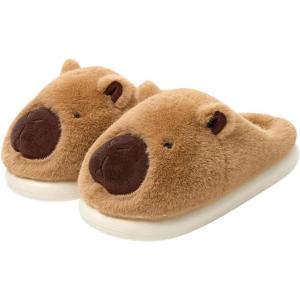imageHiGropcore Cute Animal Fuzzy Slippers for Women Men Cartoon Indoor Comfortable Warm Furry House SlippersE1  Capybara Khaki