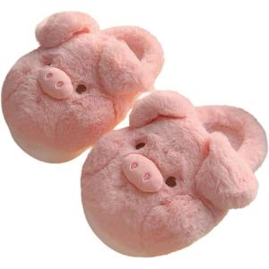 imageHiGropcore Cute Animal Fuzzy Slippers for Women Men Cartoon Indoor Comfortable Warm Furry House SlippersF  Cute Pig