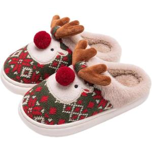 imageHiGropcore Cute Animal Fuzzy Slippers for Women Men Cartoon Indoor Comfortable Warm Furry House SlippersI2  Christmas Reindeer Green