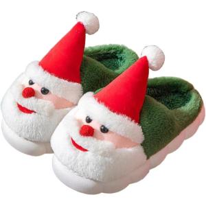 imageHiGropcore Cute Animal Fuzzy Slippers for Women Men Cartoon Indoor Comfortable Warm Furry House SlippersJ2  Santa Green