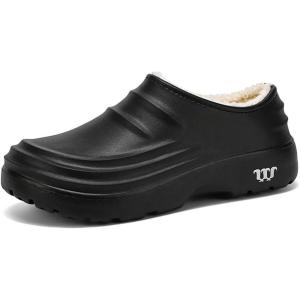 imageHiGropcore Fur Lined Platform Clogs Waterproof Winter Clog Slippers for Women Men SlipResistant Easy Clean Kitchen ShoesA1  Black Fur Lined