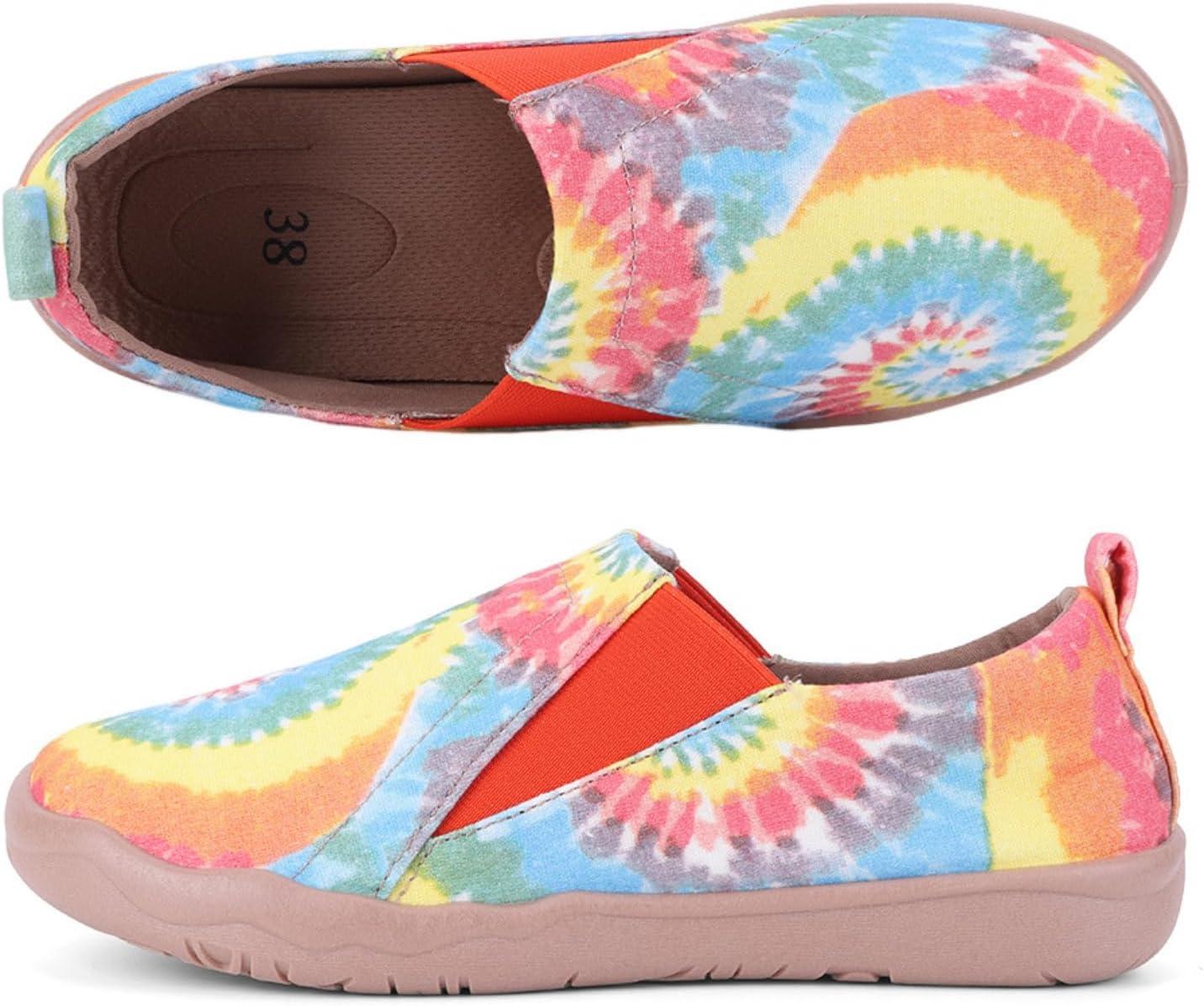 imageHiGropcore Womens Art Painted Casual Loafers Slip On Canvas Walking Shoes Comfortable Lightweight Ladies Travel ShoesM  Watercolor