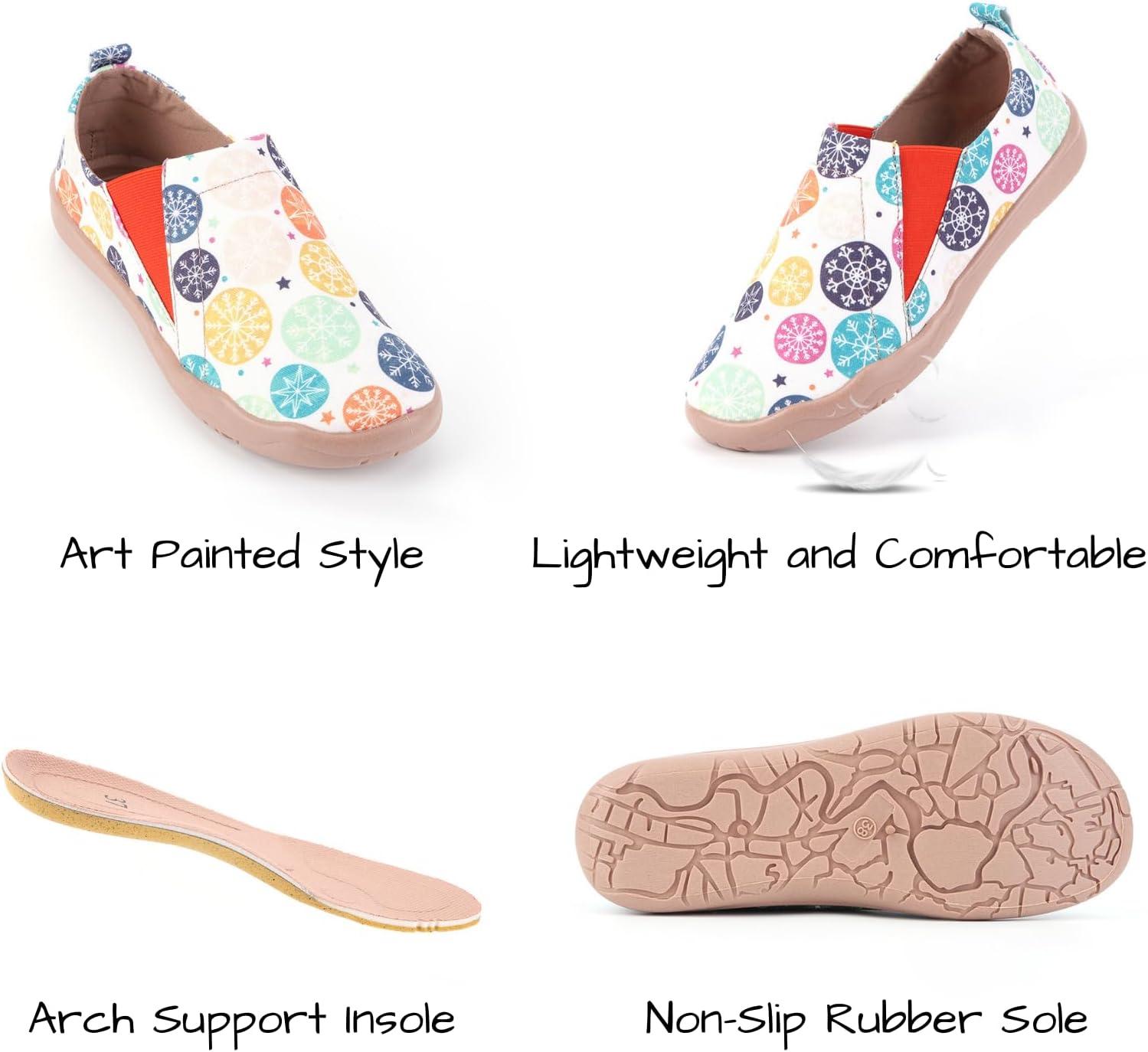 imageHiGropcore Womens Art Painted Casual Loafers Slip On Canvas Walking Shoes Comfortable Lightweight Ladies Travel ShoesT  Colorful Snowflake