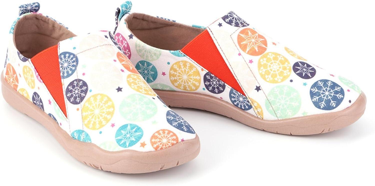 imageHiGropcore Womens Art Painted Casual Loafers Slip On Canvas Walking Shoes Comfortable Lightweight Ladies Travel ShoesT  Colorful Snowflake