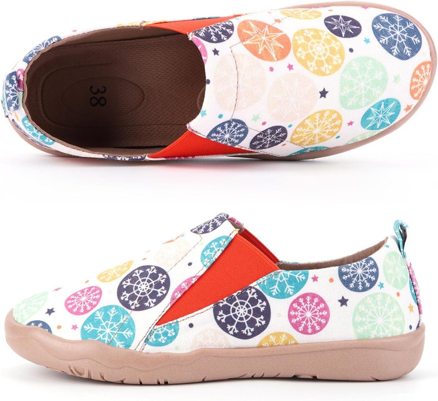 imageHiGropcore Womens Art Painted Casual Loafers Slip On Canvas Walking Shoes Comfortable Lightweight Ladies Travel ShoesT  Colorful Snowflake
