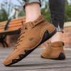 imageMens Waterproof High Top Chukka Boots  Handmade Italian Suede NonSlip ampamp Breathable Outdoor Casual ShoesC01  Brown