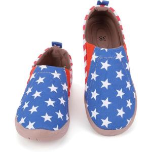 imageHiGropcore Womens Art Painted Casual Loafers Slip On Canvas Walking Shoes Comfortable Lightweight Ladies Travel ShoesE  Stars Stripes