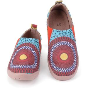 imageHiGropcore Womens Art Painted Casual Loafers Slip On Canvas Walking Shoes Comfortable Lightweight Ladies Travel ShoesN  Red Round Spots