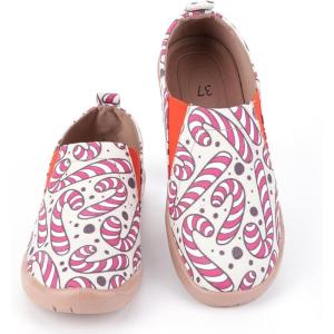 imageHiGropcore Womens Art Painted Casual Loafers Slip On Canvas Walking Shoes Comfortable Lightweight Ladies Travel ShoesS  Candy Cane