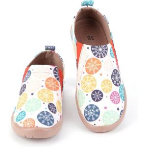 imageHiGropcore Womens Art Painted Casual Loafers Slip On Canvas Walking Shoes Comfortable Lightweight Ladies Travel ShoesT  Colorful Snowflake