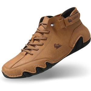 imageMens Waterproof High Top Chukka Boots  Handmade Italian Suede NonSlip ampamp Breathable Outdoor Casual ShoesC01  Brown