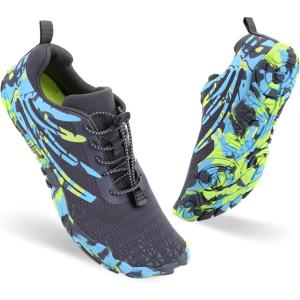 imageHiGropcore Barefoot Trail Running Shoes  Womens Mens Wide Toe Box Zero Drop Minimalist Slip on Shoes  Hike Footwear Barefoot Outdoor ShoesGy00a  Grey Blue