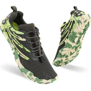 imageHiGropcore Barefoot Trail Running Shoes  Womens Mens Wide Toe Box Zero Drop Minimalist Slip on Shoes  Hike Footwear Barefoot Outdoor ShoesGy00b  Black Green