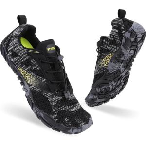 imageHiGropcore Barefoot Trail Running Shoes  Womens Mens Wide Toe Box Zero Drop Minimalist Slip on Shoes  Hike Footwear Barefoot Outdoor ShoesGy01a  Black Grey