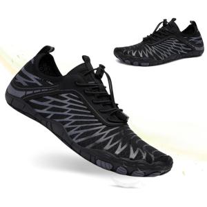 imageHiGropcore Barefoot Trail Running Shoes  Womens Mens Wide Toe Box Zero Drop Minimalist Slip on Shoes  Hike Footwear Barefoot Outdoor ShoesGy12b  Black