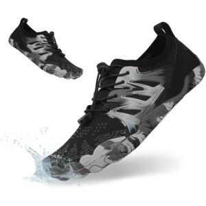 imageHiGropcore Water Shoes Men Women Hike Barefoot Wide Toe Box Beach Shoes Quick Dry Breathable Swim Shoes with DrainageWs02a Black