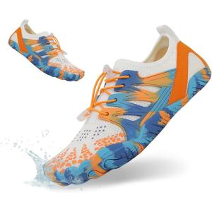 imageHiGropcore Water Shoes Men Women Hike Barefoot Wide Toe Box Beach Shoes Quick Dry Breathable Swim Shoes with DrainageWs02b Orange Blue