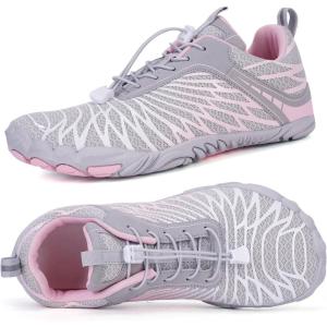 imageHike Barefoot Shoes Women Men Minimalist Wide Toe Box Footwear Zero Drop Athletic CrossTrainer Fashion SneakersA14  GreyPink